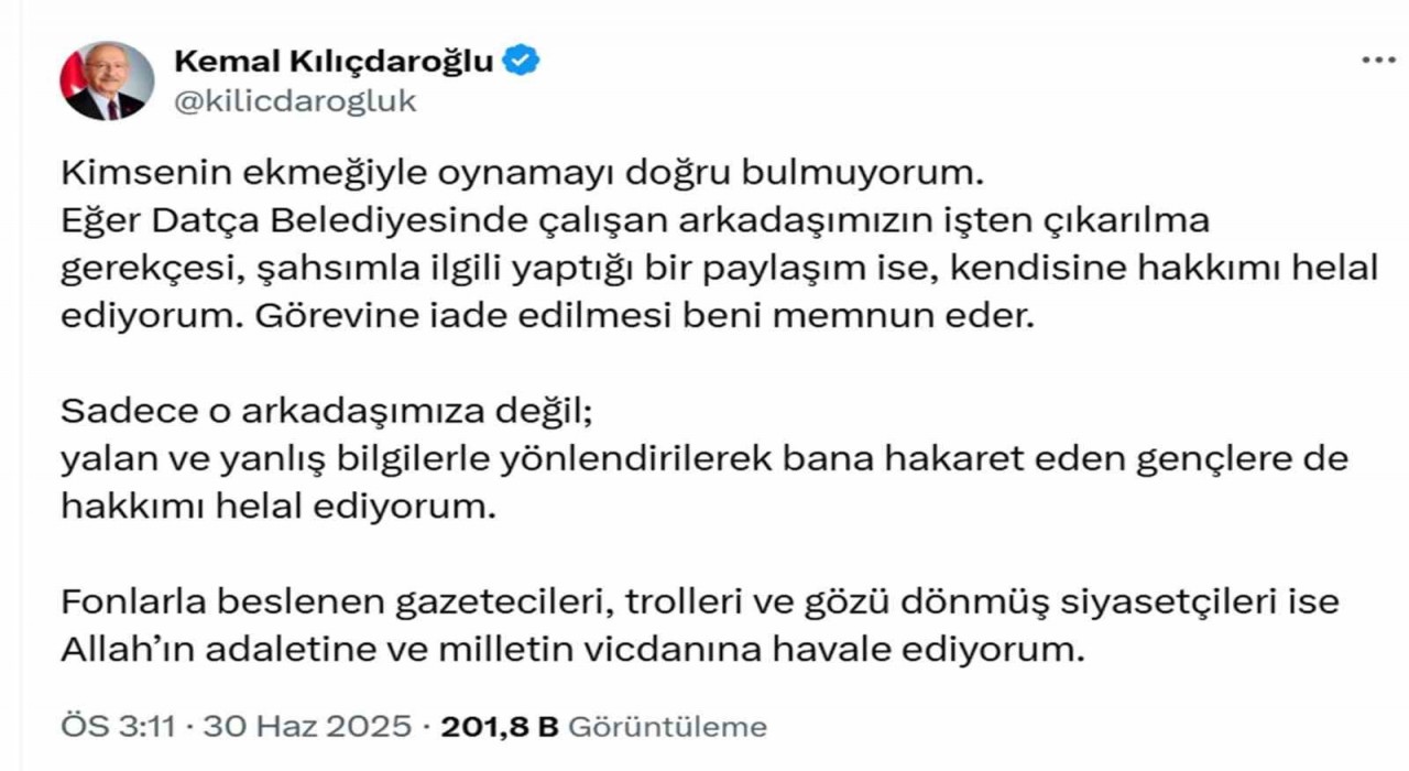 Kılıçdaroğlundan Datça Belediyesine çağrı