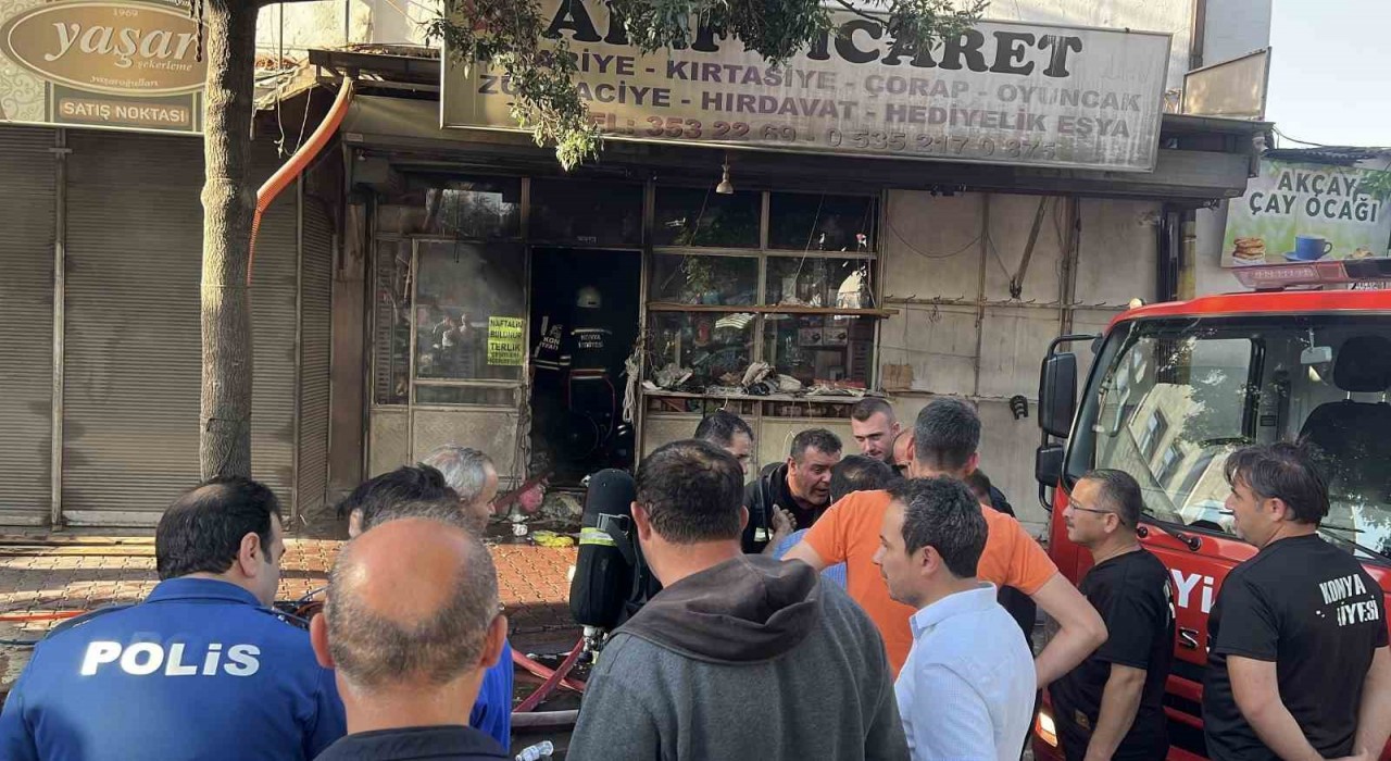 Konyada iş yerindeki yangın korkuttu