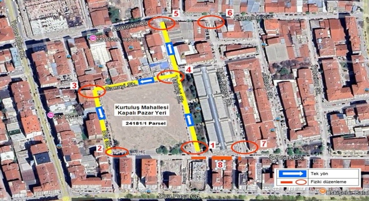 Kurtuluş Kapalı Pazar Yeri inşaatı için trafik düzenlemesi