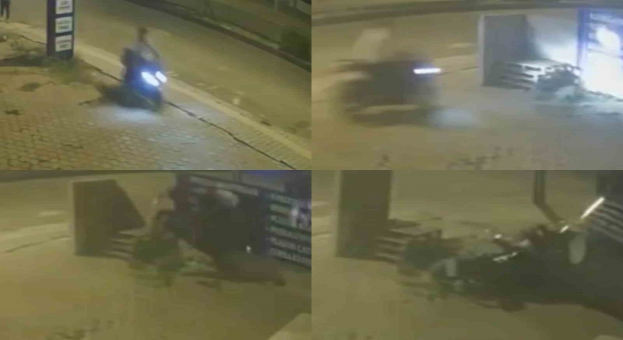 Motosikletli böyle kaza yaptı: O anlar kamerada