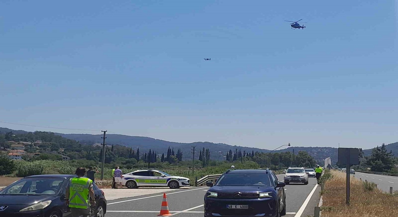 Muğlada dron ve helikopter destekli trafik denetimi