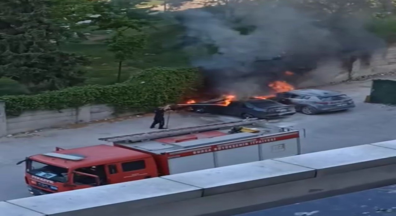 Park halindeki araç alev topuna döndü...Alevler bir başka araca sıçradı