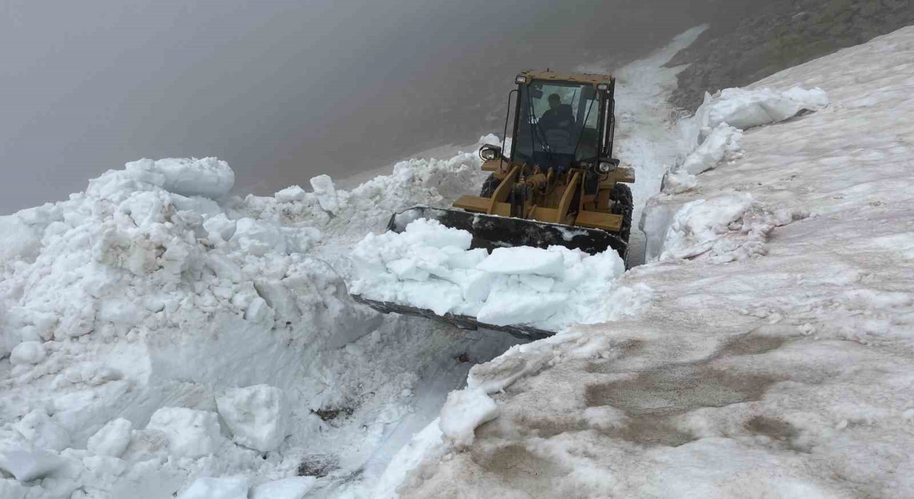 Rizenin yayla yollarında Haziranda kar temizliği