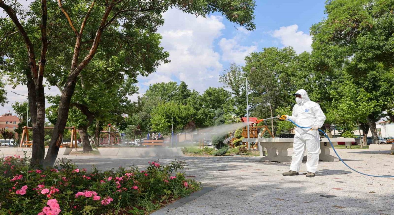 Selçukluda yeşil alanları ilaçlama çalışmaları devam ediyor