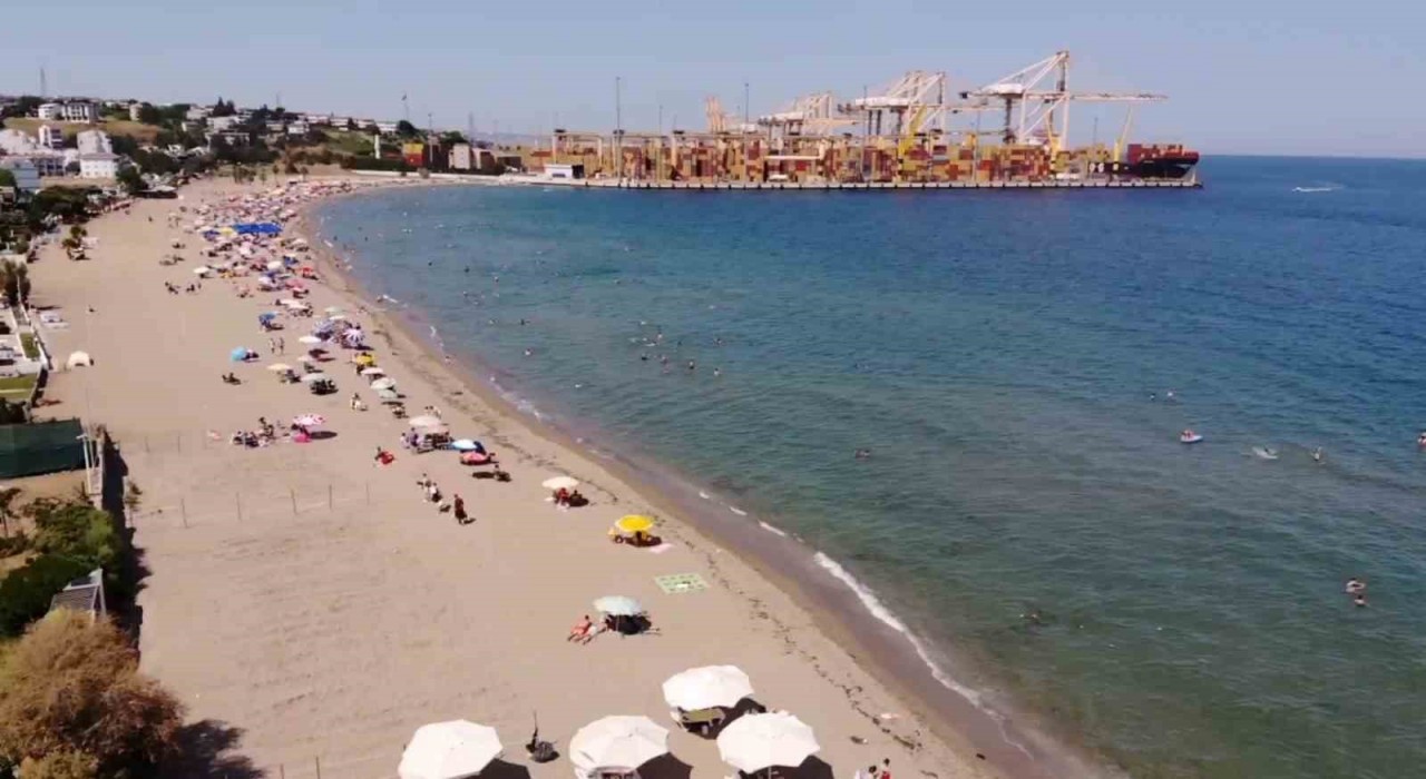 Tekirdağda bayramda plajlar doldu taştı
