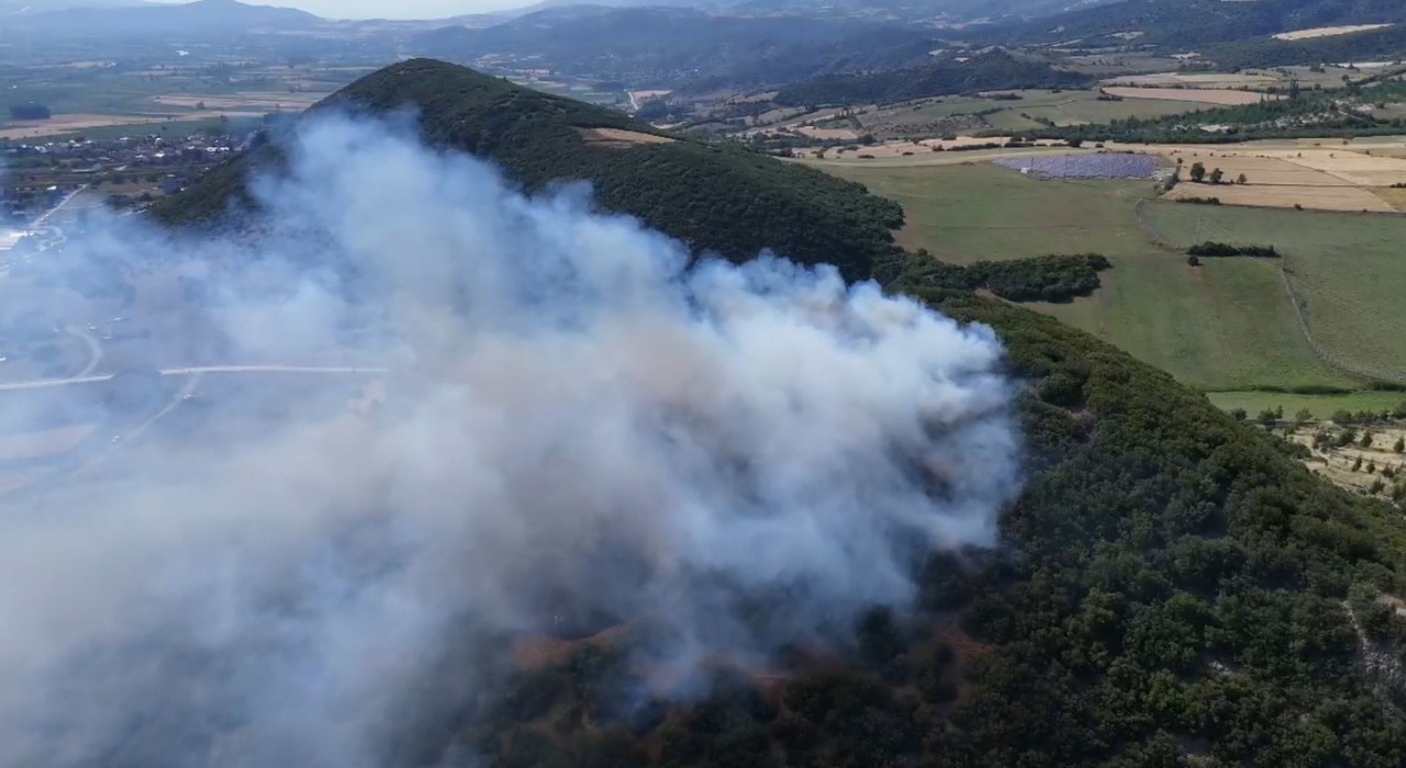 Tokattaki orman yangını dron ile görüntülendi