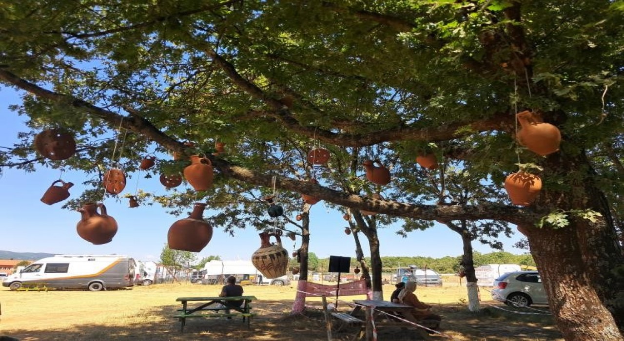 Ağaçlar, çaput yerine çömlekle süslendi