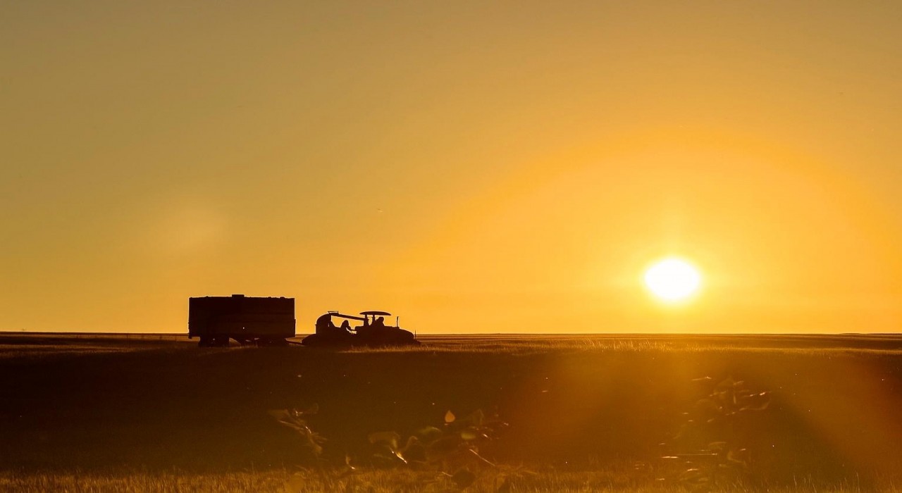 Ağrıda gün batımıyla harman mesaisi