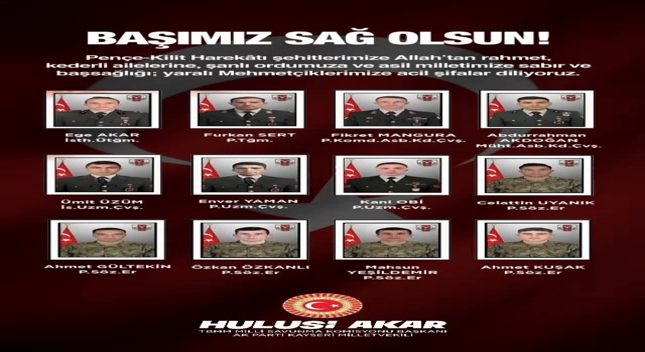 Akardan şehitler için başsağlığı mesajı