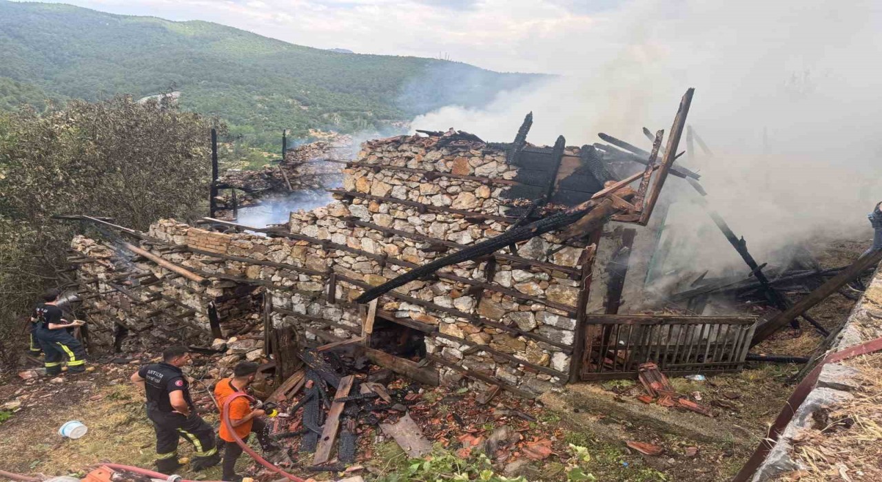 Anızda çıkan yangın asırlık düğmeli evleri küle döndürdü