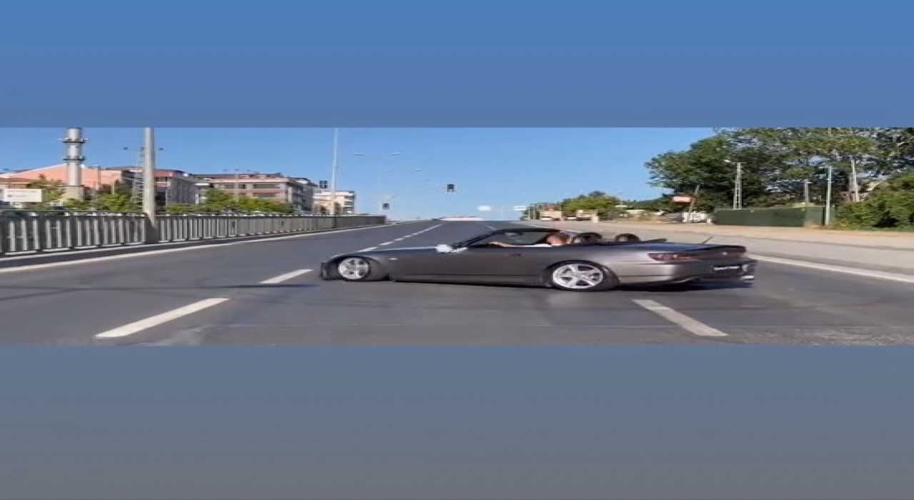 Arnavutköyde trafik magandaları düğün konvoyunda tehlike saçtı: Kırmızı ışıkta böyle drift attılar