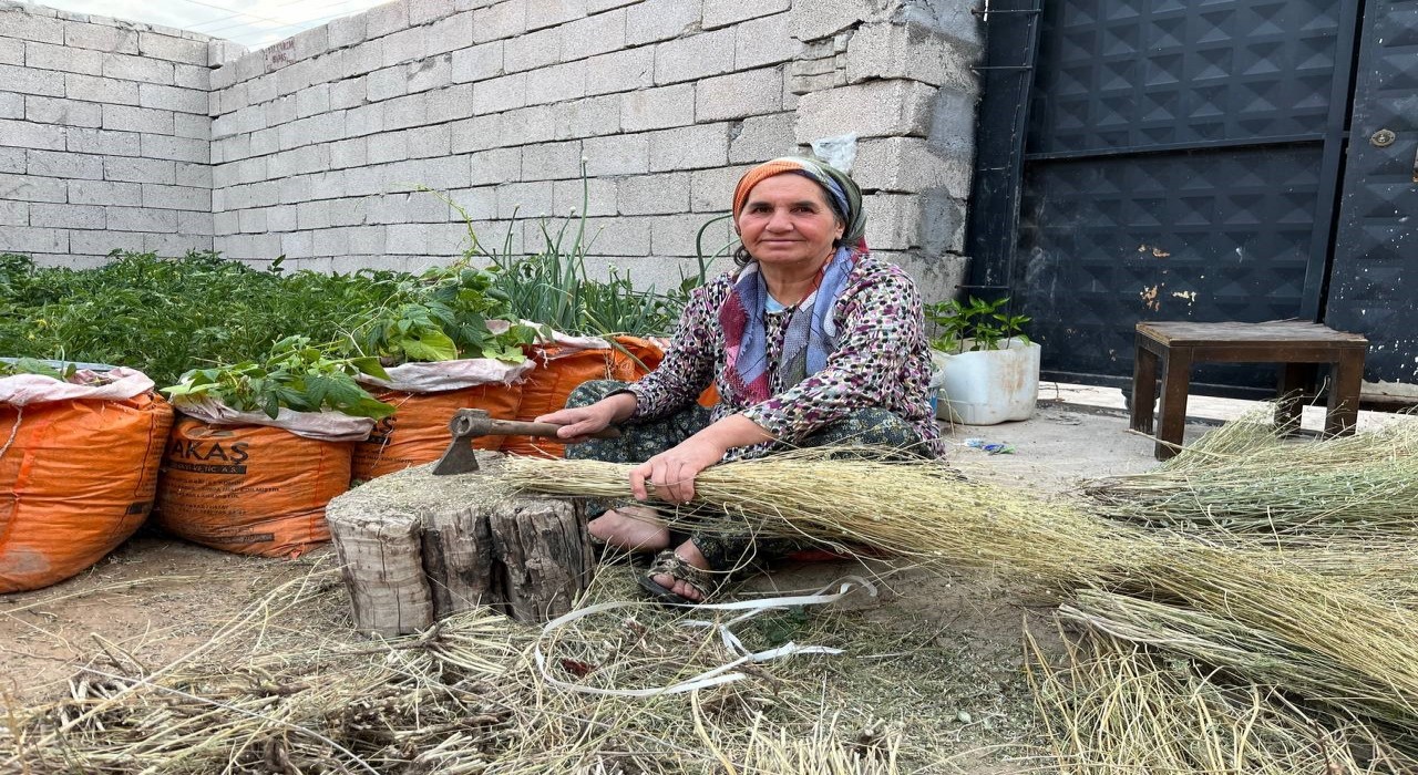 Ata mirasını yaşatıyor: Ot süpürgesi geleneğini sürdürüyor