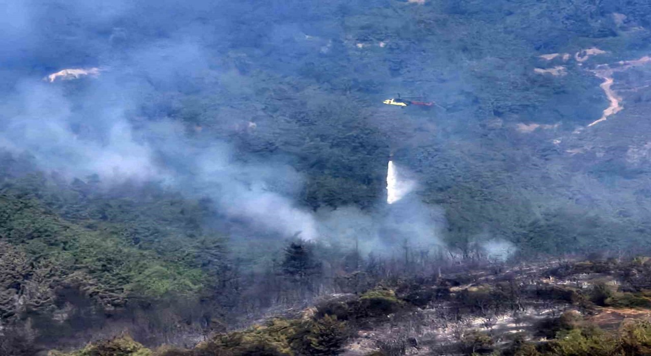 Balıkesirdeki orman yangınına havadan müdahale tekrar başladı