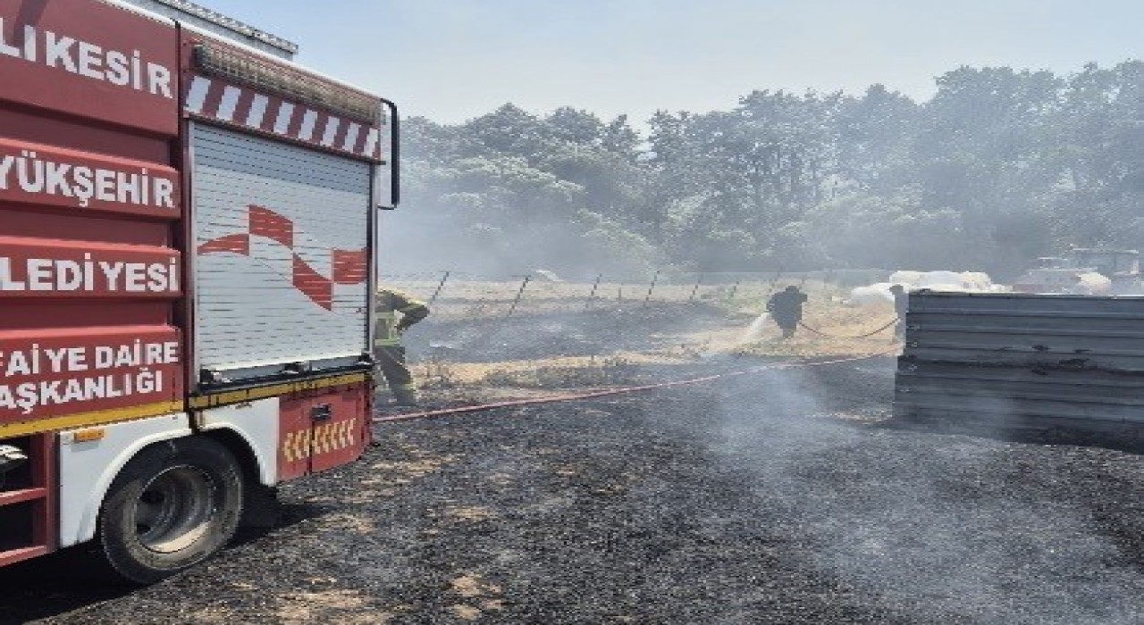 Bandırmada anız ve ot yangını söndürüldü