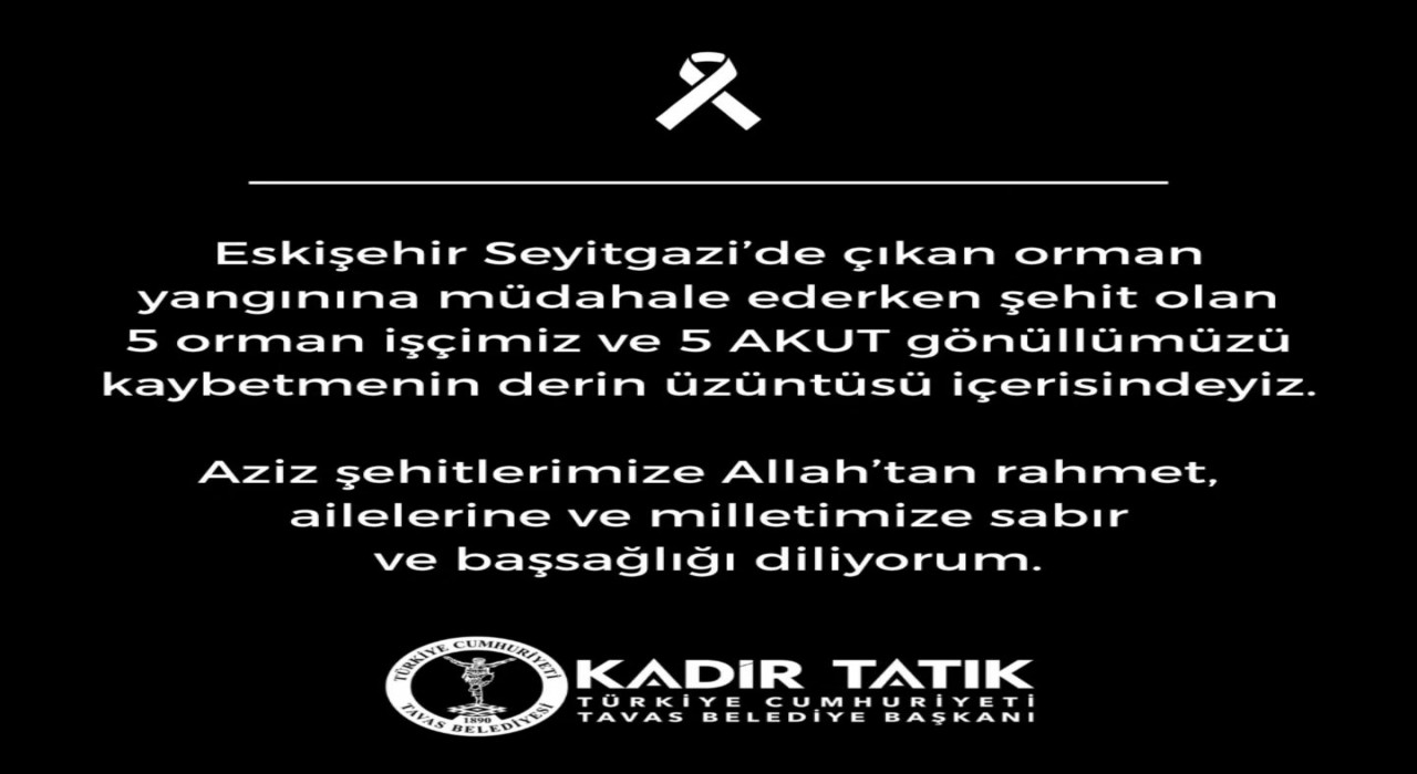 Başkan Tatık, orman yangını şehitleri için başsağlığı mesajı yayımladı