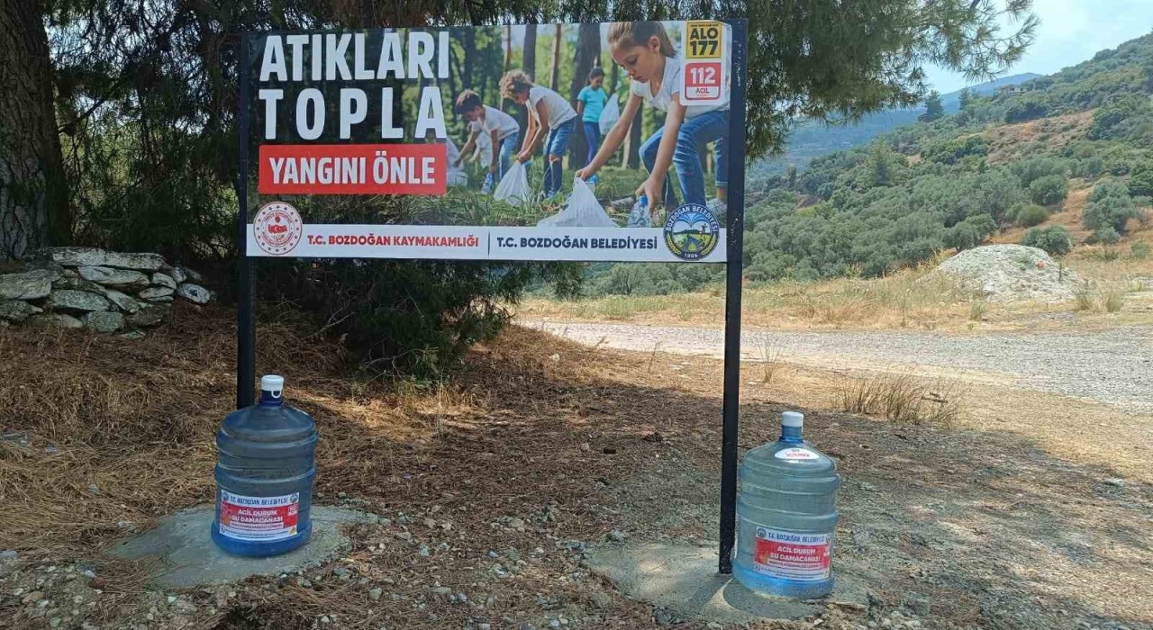 Bozdoğan Belediyesinden yangınlara karşı damacanalı önlem