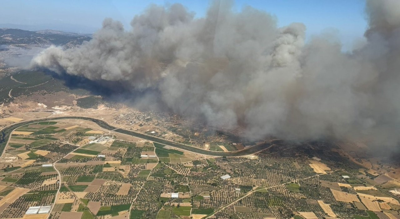 Çanakkale Valisi Toraman, Ayvacıktaki orman yangınını havadan kontrol etti