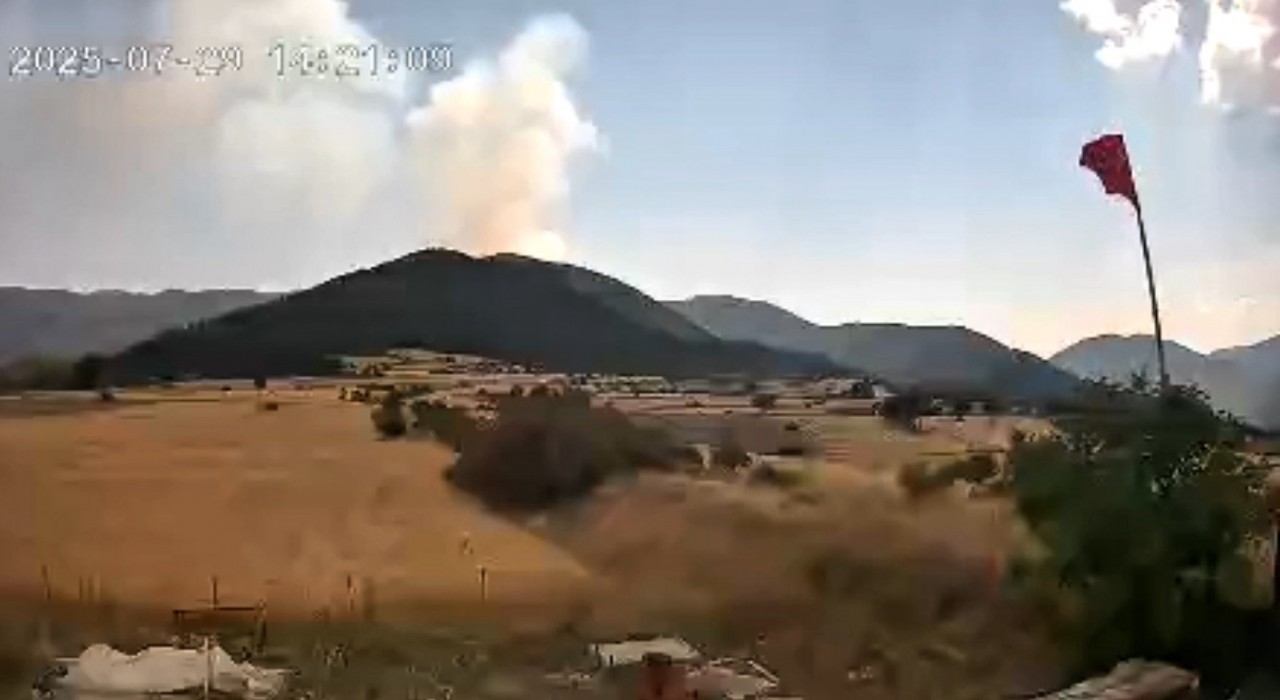 Çankırı-Kastamonu sınırındaki orman yangınının çıkış anı kameraya yansıdı