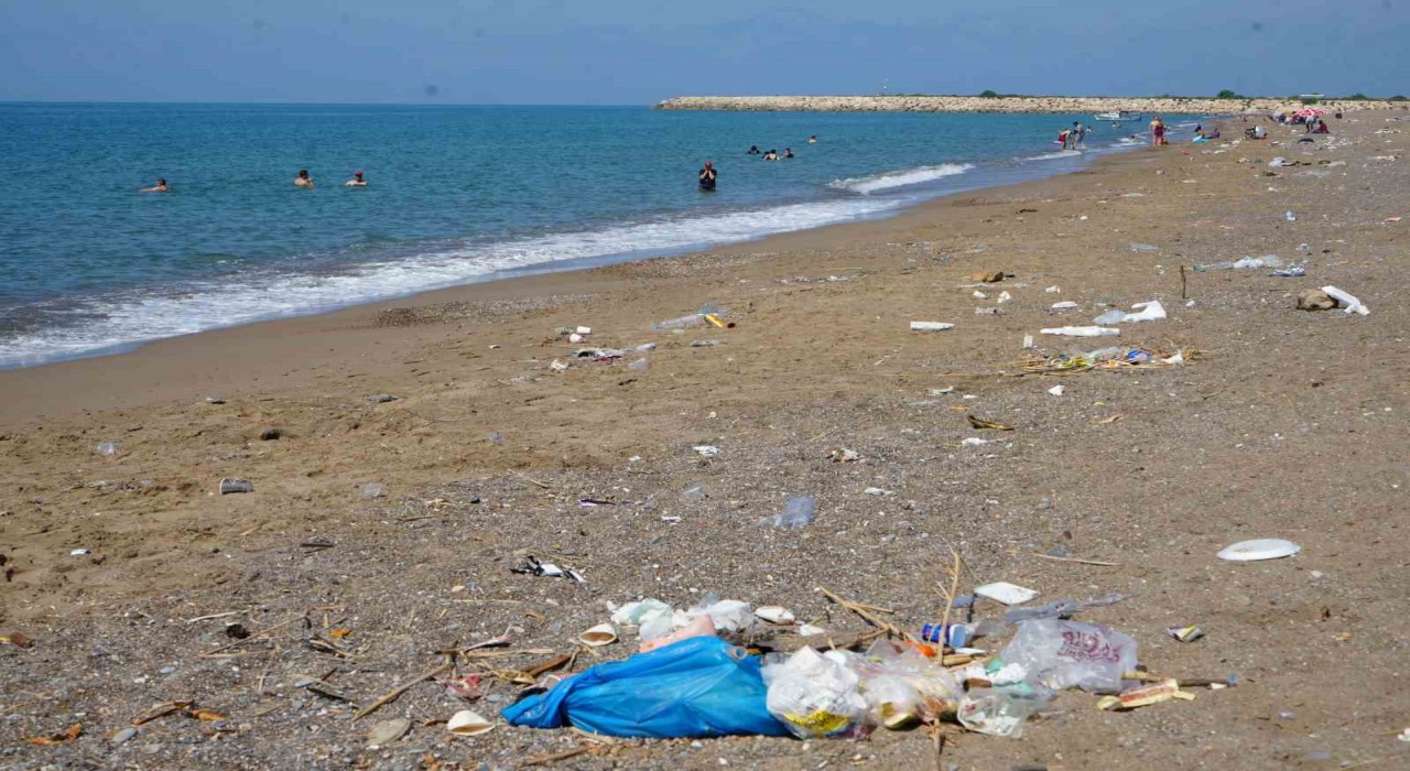 Çardaklardan arındırılıp özgürleştirilen  Kumköy sahili şimdi de çöplerle boğuşuyor