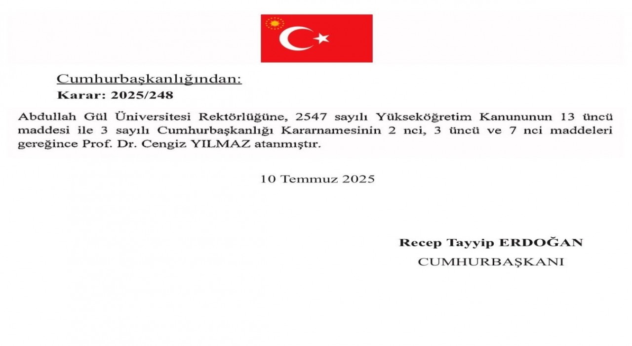 Cengiz Yılmaz, AGÜ Rektörlüğüne yeniden atandı