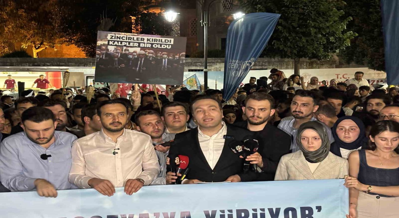 Fatihte Ayasofyanın açılış yıldönümü yürüyüşü