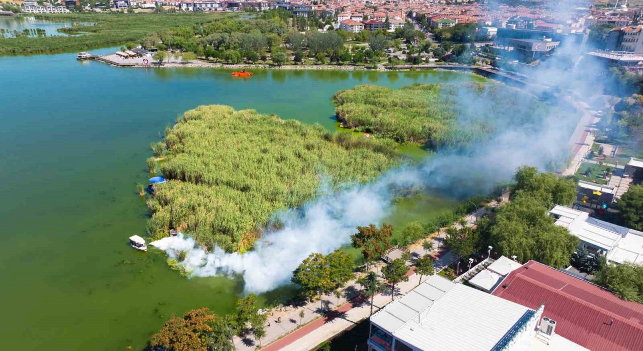 Gölbaşı Belediyesinden Mogan Gölünde müsilaj temizliği ve ilaçlama