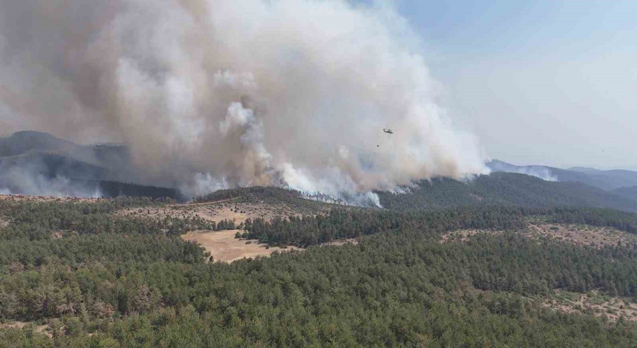 Harmancık Meyrandağındaki yangın dronla böyle görüntülendi