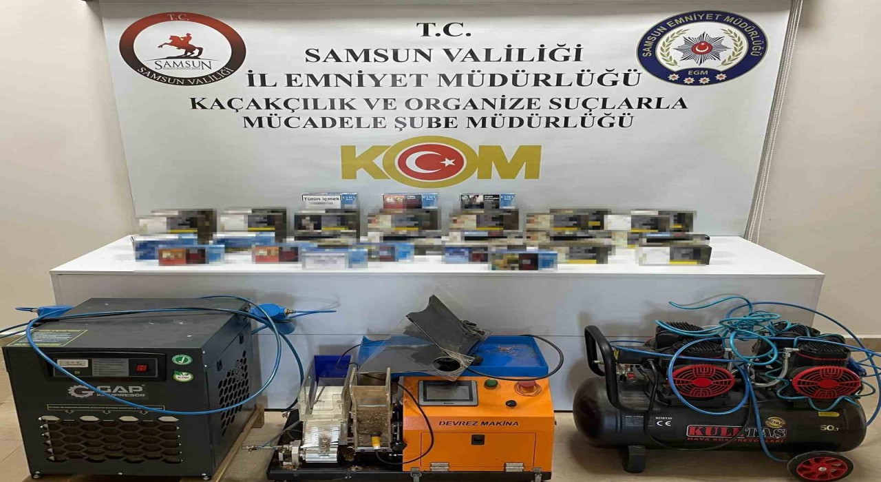 Kaçak makaron ve sigara sarma makinesi ele geçirildi