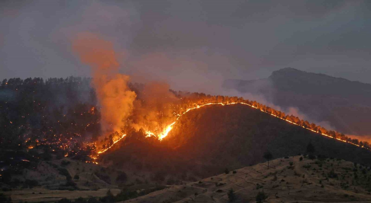 Kahramanmaraşta orman yangınına müdahale sürüyor