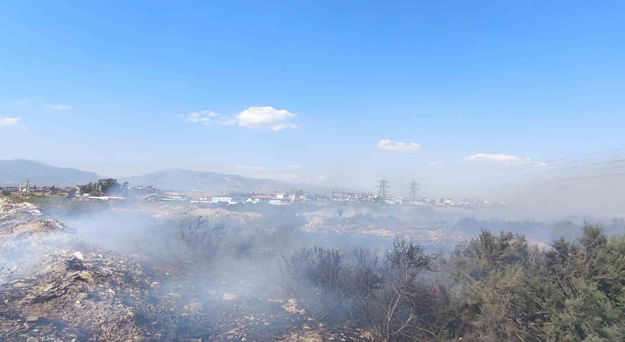 Kanal kenarında çıkan yangın rüzgarla geniş alana yayıldı