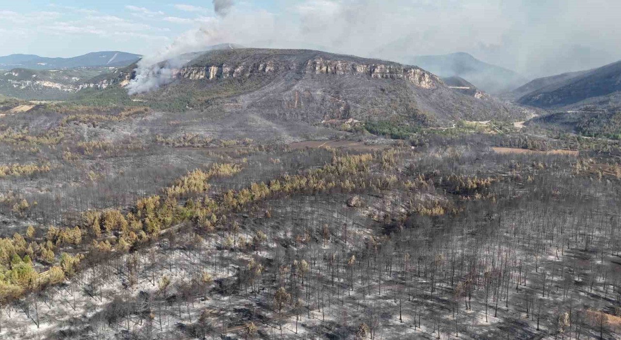 Karabükte orman yangınlarındaki yürek burkan tahribat havadan görüntülendi