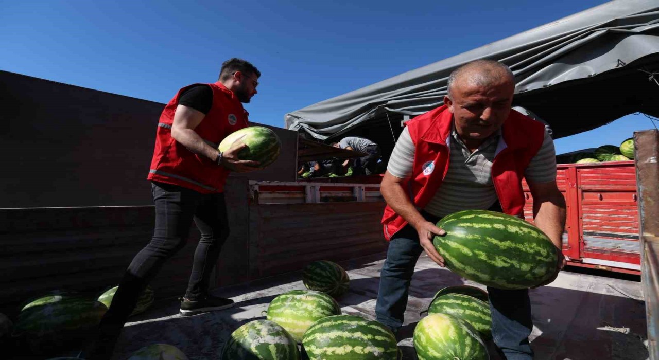 Kayseride 17 ton karpuz dağıtıldı