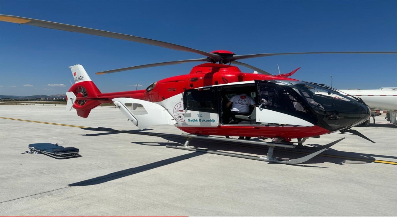 Kazada yaralanan vatandaş, ambulans helikopterle Ankaraya nakledildi