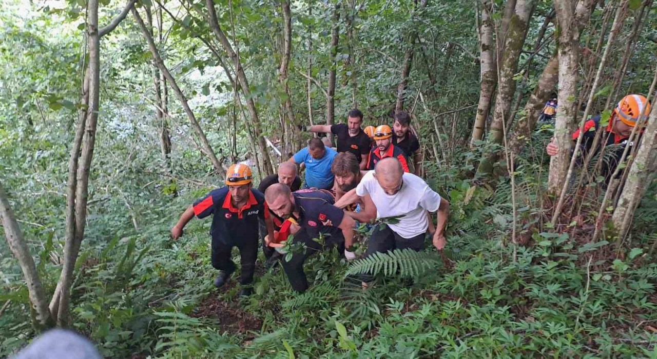 Kontrolden çıkarak ağaçlara takılan araçtan fırlayan sürücü yaralandı