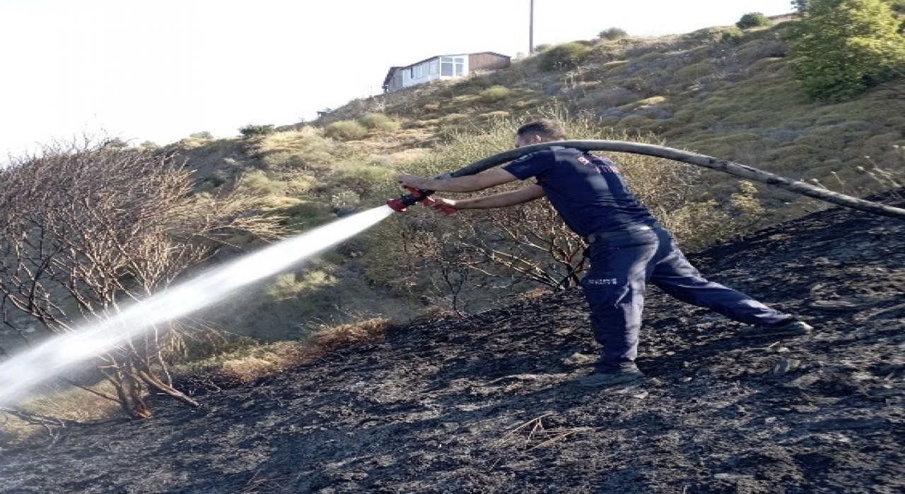 Marmara Adasında arazi yangını söndürüldü