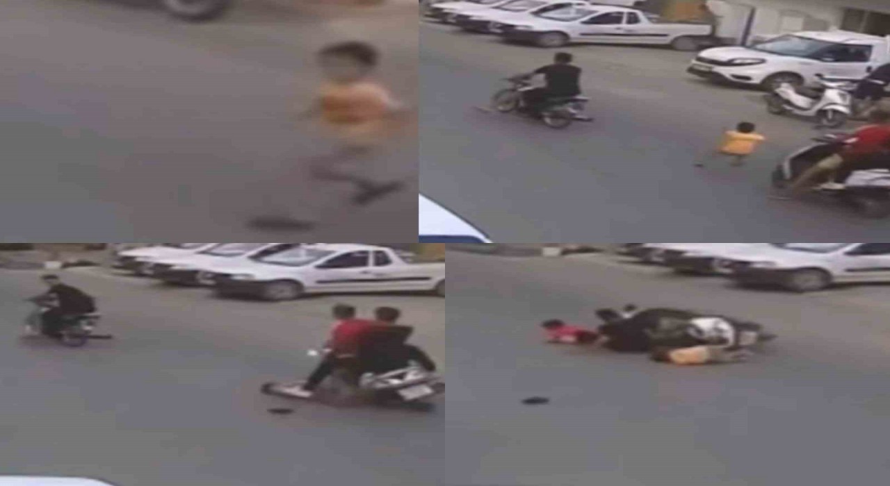 Mersinde yola fırlayan çocuğa motosikletler çarptı