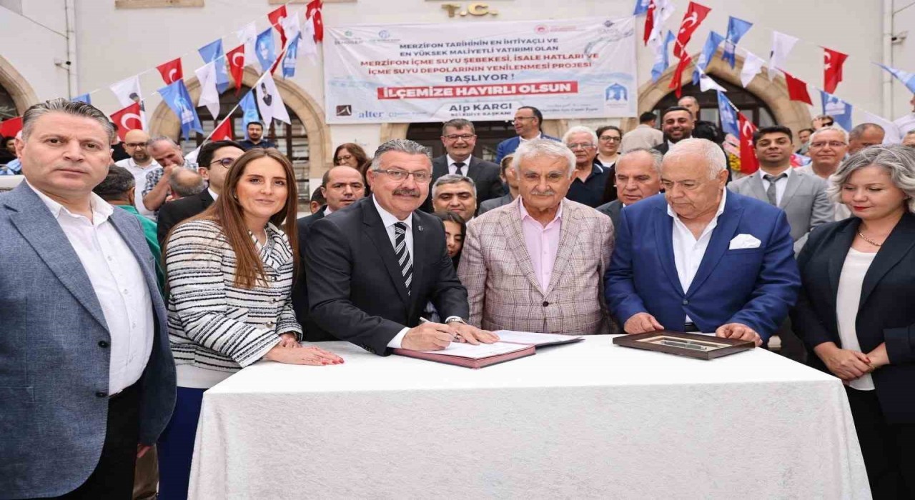Merzifonun içme suyu hattının yenileneceği projede imzalar atıldı