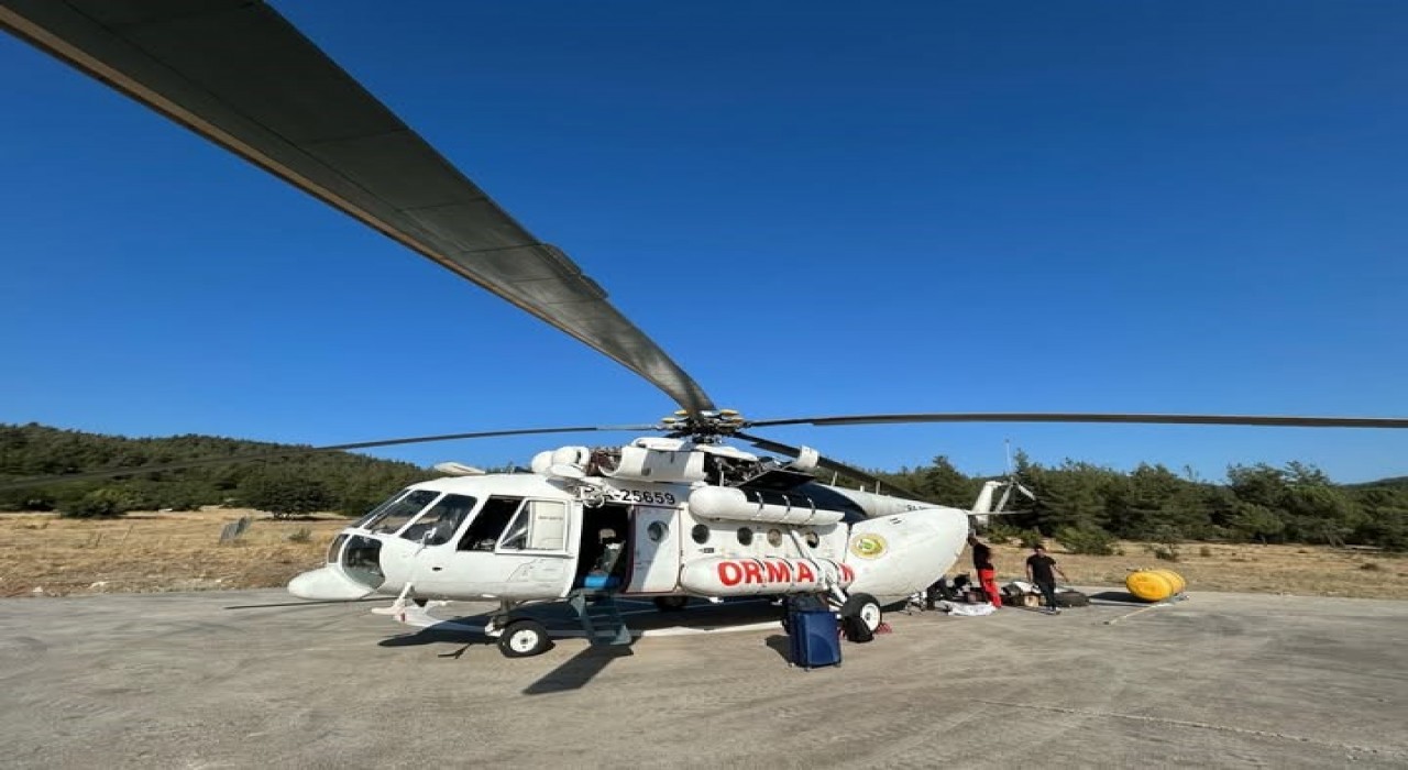 Orhanelide yangın helikopteri göreve başladı