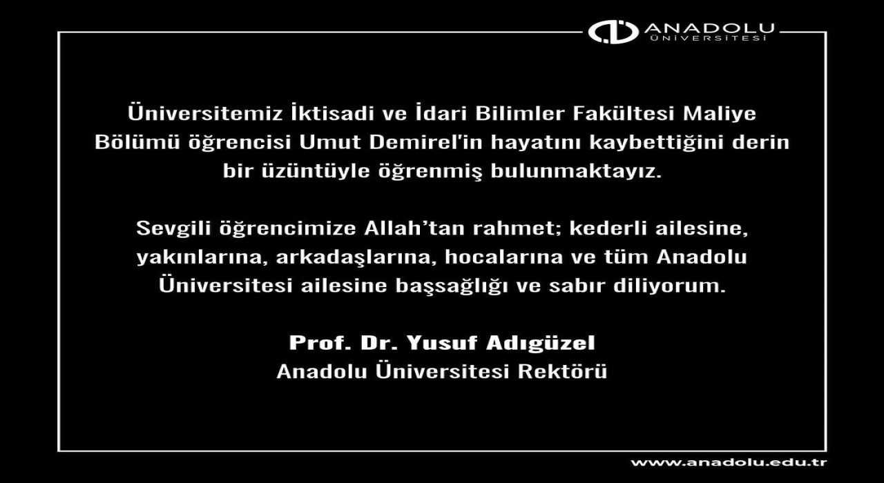 Rektör Adıgüzelden taziye mesajı