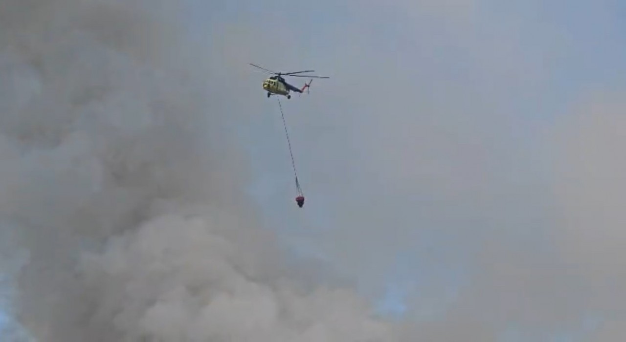 Seyitgazide yangına havadan müdahale
