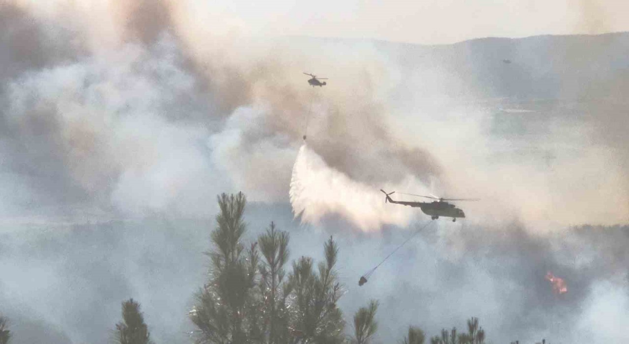 Tekirdağda orman yangınına havadan ve karadan müdahale sürüyor