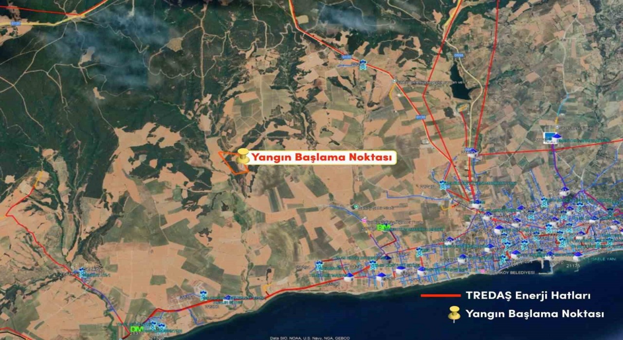 TREDAŞ: Yangın bölgesinde bize ait enerji hattı bulunmamaktadır