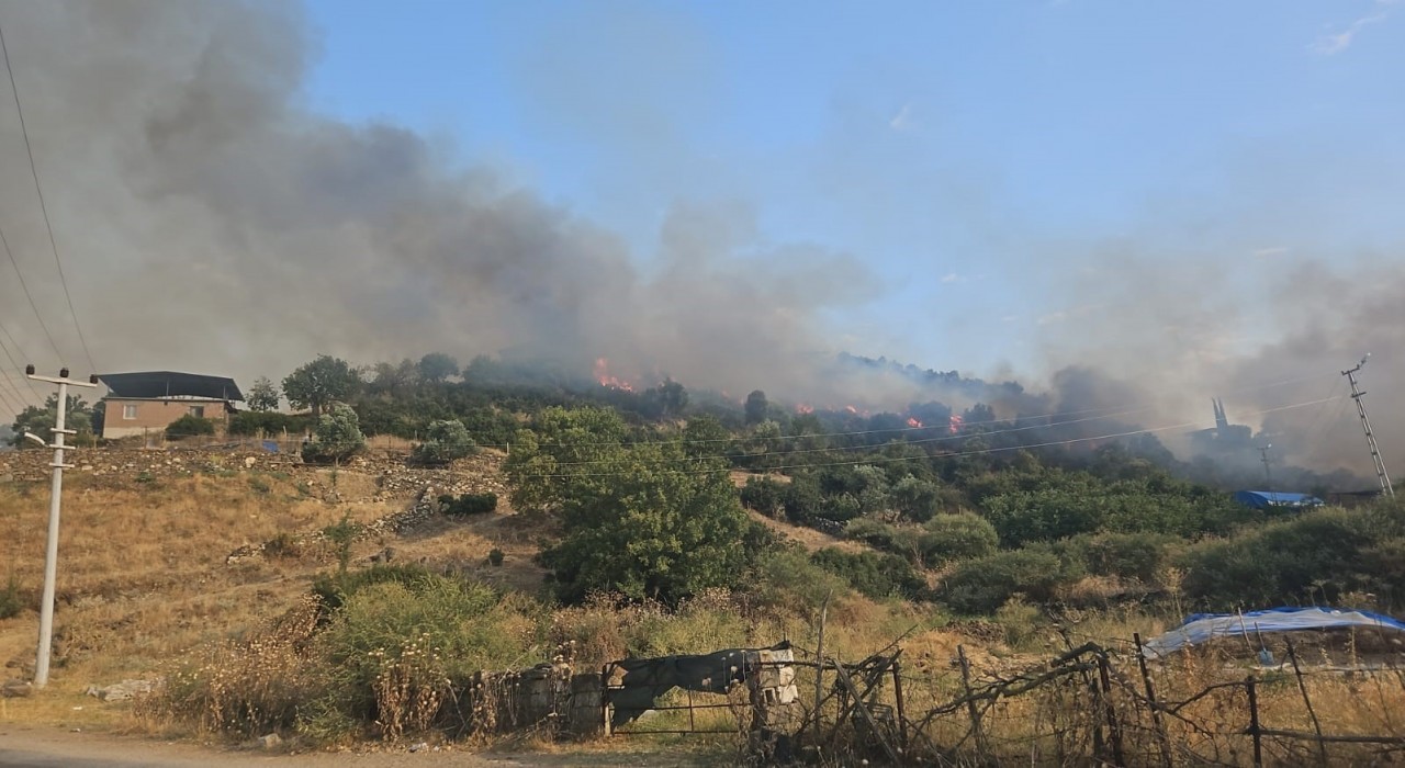 Yerleşim yerine yakın mesafede çıkan yangın büyümeden söndürüldü