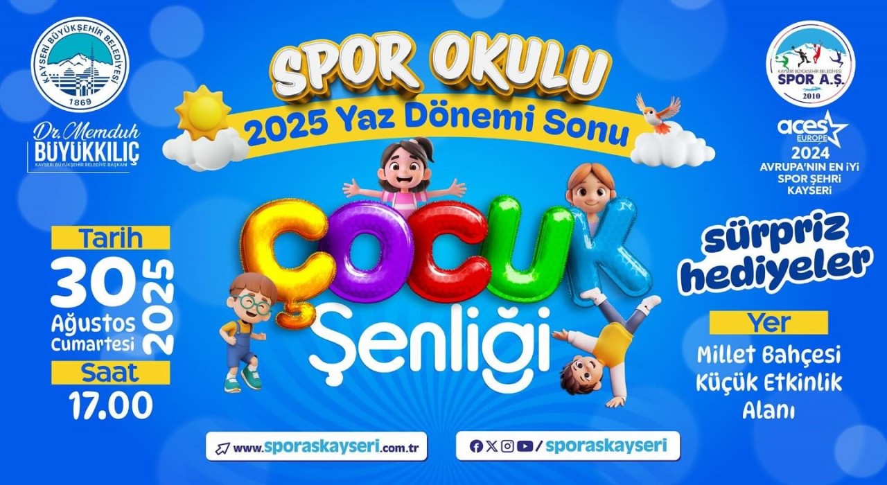 2025 Spor Okulları Yaz Dönemi Sonu Çocuk Şenliği düzenlenecek
