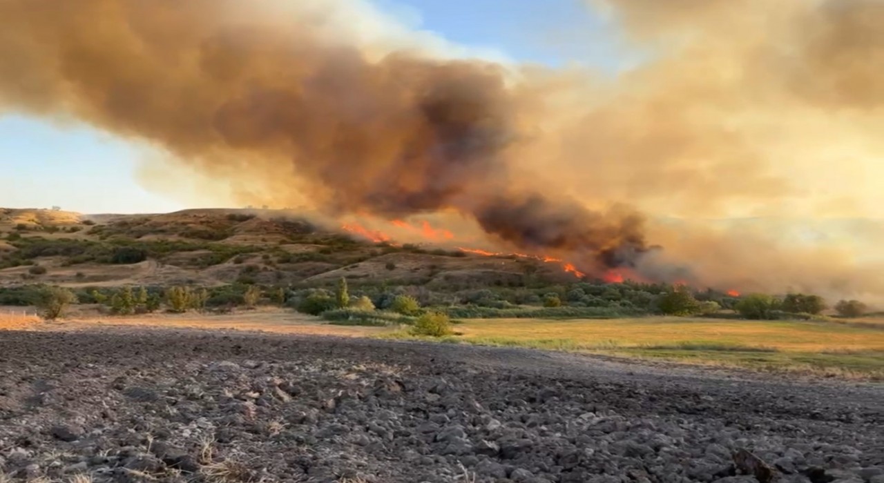 Adıyamanda bahçe yangınına havadan ve karadan müdahale
