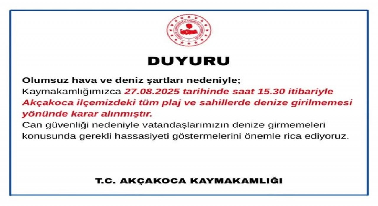 Akçakocada denize girmek yasaklandı