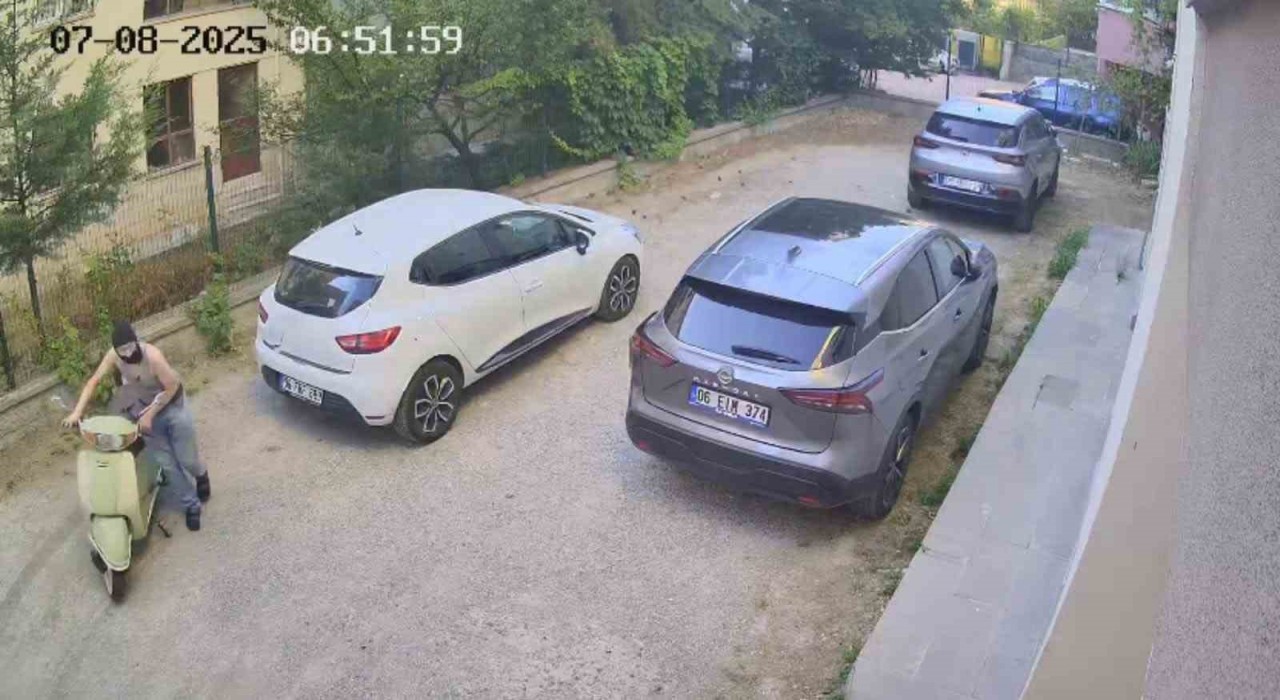 Ankara kar maskeli hırsız güpegündüz motosiklet çaldı