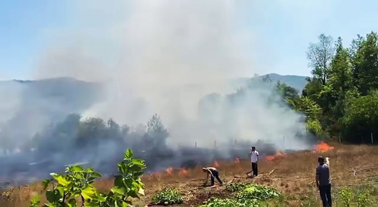 Bahçede çıkan yangın yerleşim yerlerine sıçramadan söndürüldü