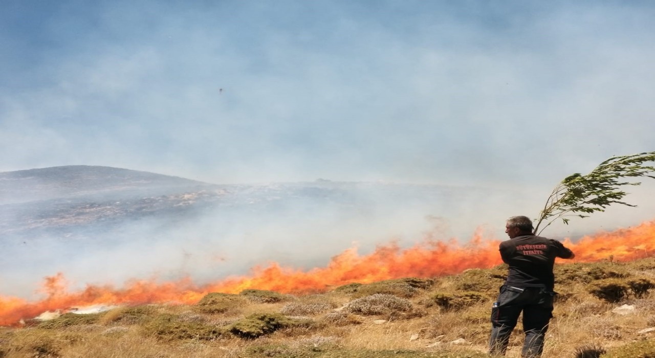 Bahçesarayda arazi yangını