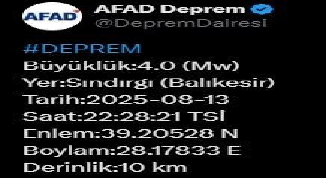 Balıkesirde 4 büyüklüğünde deprem